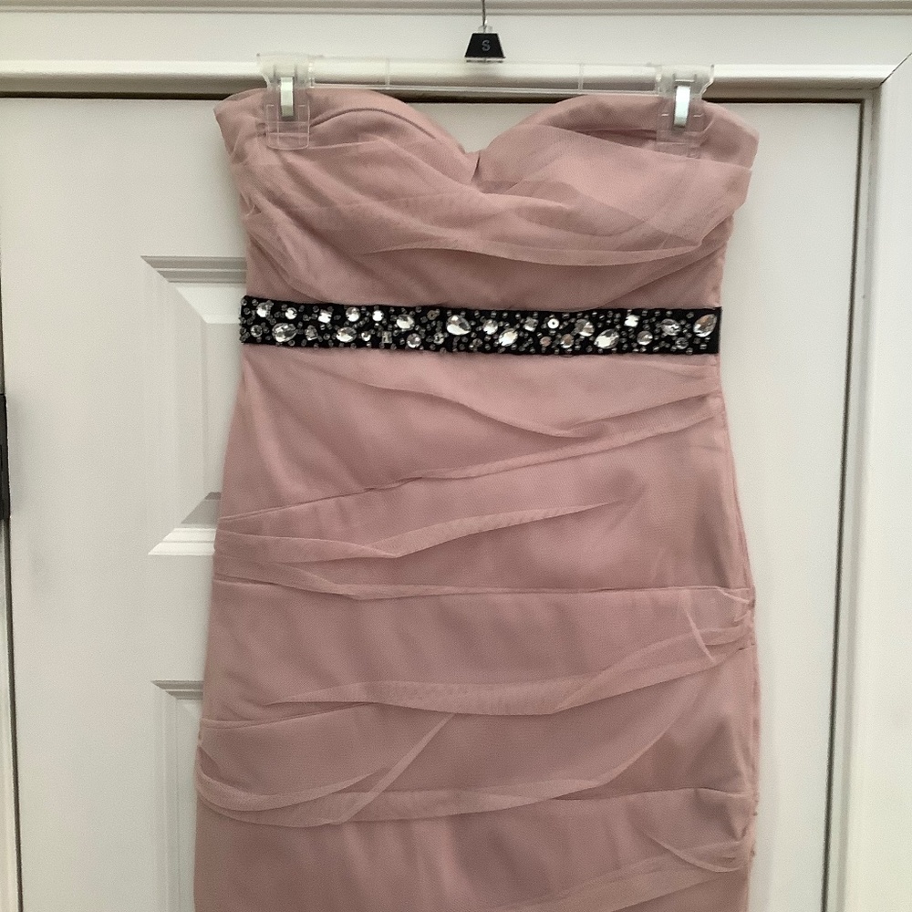 Pink mini strapless dress